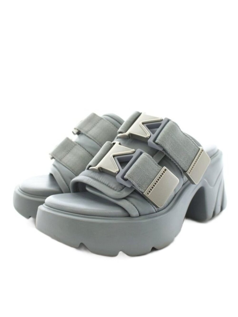 Bottega Veneta Flash Sandals Heel Nylon Leather 36 Light Blue AN16